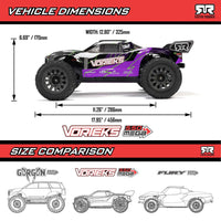 Arrma 1/10 VORTEKS MEGA 550 2WD Stadium Truck RTR with Battery & Charger, Purple