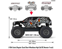 Arrma GORGON 4X2 MEGA 550 Brushed 1/10 Monster Truck Ready-To-Assemble Kit