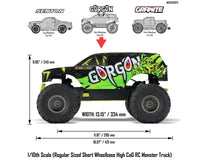 Arrma GORGON 4X2 MEGA 550 Brushed 1/10 Monster Truck RTR (Yellow)