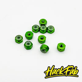 HackFab 2mm (M2) Aluminum Nylock Lock Nuts (10) (Green)