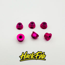 HackFab 3mm (M3) Flanged Aluminum Nylock Lock Nuts (6) (Pink)