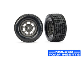 Traxxas Dirt Oval Gray Front Wheels w/ Hoosier Tires & Molded Inserts(2)