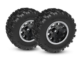 Traxxas Mini Maxx  Black & Satin Rear Wheels w/ Sledgehammer Tires (2)