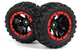 Blackzon Slyder MT Wheels/Tires Assembled (Black/Red)