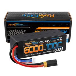Powerhobby 4s 14.8v 6000mah 100c Lipo Battery w XT60 W TRX Adapter hard case