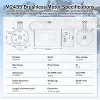 Surpass Hobby 2435 3200KV Brushless Motor High Speed Waterproof 2mm Shaft