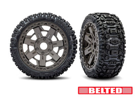 Traxxas Jato 4x4 3.0" Gray Wheels w/ Belted Sledgehammer Tires (2)