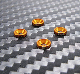 PN Racing Aluminum M2 Countersunk Washer Orange (4pcs)
