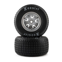 Losi Hoosier Tires, Soft, Mounted, Satin Aluminum, FR/RR (2): 22S DLM