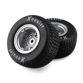 Losi Hoosier Tires, Soft, Mounted, Satin Aluminum, FR/RR (2): 22S DLM