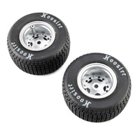 Losi Hoosier Tires, Soft, Mounted, Satin Aluminum, FR/RR (2): 22S DLM