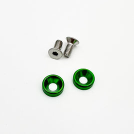 HackFab M2.5x6 Motor Screws with Aluminum Countersunk Washers (Green)