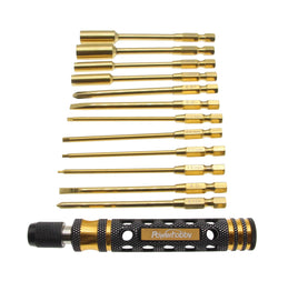 PowerHobby 8-in-1 Hex Screwdriver Nut Driver Phillips Screwdriver Tool Set 1/4" Drive Hex