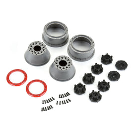 Pro-Line Racing 1/10 Raid Bead-Loc F/R 2.2"/3.0" 12 & 14mm SC Wheels (2) Red/Gray