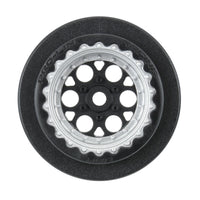 Pro-Line 1/16 Showtime+ Rear 8mm Hex Wheels Black/Silver (2): Losi Mini Drag