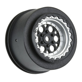 Pro-Line 1/16 Showtime+ Rear 8mm Hex Wheels Black/Silver (2): Losi Mini Drag