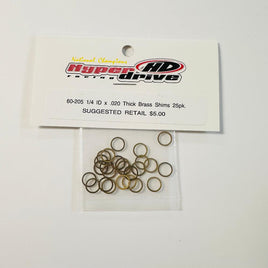 Hyperdrive 1/4 x .020 Brass Shims (25)