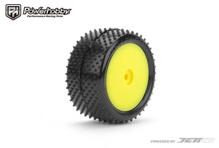Powerhobby Challenger Rear Carpter Mini-B Tires Mounted 8mm Yellow Soft (2)
