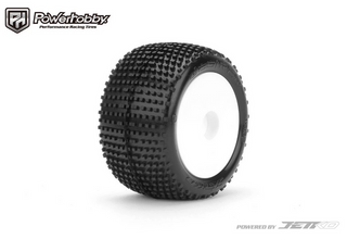 Powerhobby Desirer Front/Rear Mini-T Mounted Tires 8mm White Soft (2)
