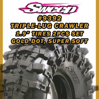 Sweep Triple-Lug Rock Crawler 1.9" Gold dot (SUPER SOFT) W/ inserts 2pcs tires set