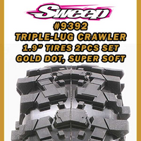 Sweep Triple-Lug Rock Crawler 1.9" Gold dot (SUPER SOFT) W/ inserts 2pcs tires set