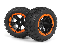 Blackzon  Slyder MT Wheels/Tires Assembled (Black/Orange)