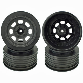 DE Racing Speedway SC Short Course Dirt Oval Wheels (Black) (4) (19mm Backspace) (Slash Front) w/12mm Hex