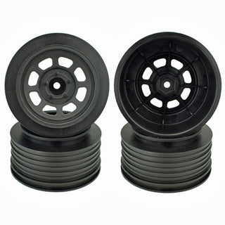 DE Racing Speedway Short Course Wheels (Black) (4) (21.5mm Backspace) (Slash Rear) w/12mm Hex