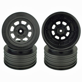 DE Racing Speedway Short Course Wheels (Black) (4) (21.5mm Backspace) (Slash Rear) w/12mm Hex
