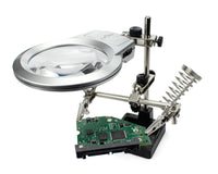 Enkay Helping Hands Stand w/Magnifier, Soldering Iron Holder & LED Lights