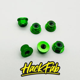 HackFab 3mm (M3) Flanged Aluminum Nylock Lock Nuts (6) (Green)
