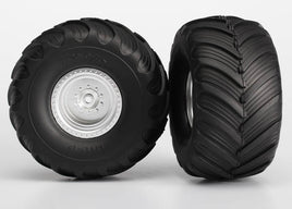 Traxxas Satin Chrome Wheels with Terra Groove Tires (2)