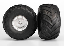 Traxxas Satin Chrome Monster Wheels with Terra Groove Tires (2)
