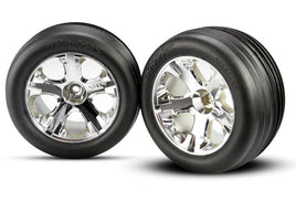 Traxxas All-Star 2.8" Chrome Wheels & Alias Ribbed Tires (2)