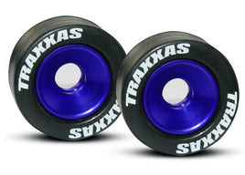 Traxxas Machined Aluminum Wheels w/ Rubber Tires (Wheelie Bar) (Blue) (2)