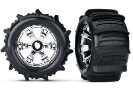 Traxxas Geode 3.8" Chrome Wheels & Paddle Tires (2)