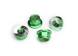Traxxas 5mm Aluminum Flanged Nylon Locking Nuts (Green) (4)
