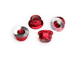Traxxas 5mm Aluminum Flanged Nylon Locking Nuts (Red) (4)