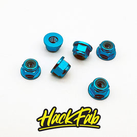 HackFab 3mm (M3) Flanged Aluminum Nylock Lock Nuts (6) (Light Blue)