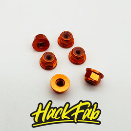 HackFab 3mm (M3) Flanged Aluminum Nylock Lock Nuts (6) (Orange)