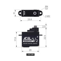 AGFRC - A06CLS V2 SERVO (20T Spline, JST 1.5 Plug) - Black
