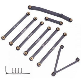 Powerhobby Aluminum Suspension Links Steering Rod Tie Set SCX24 C10 Jeep Gray