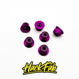 HackFab 3mm (M3) Flanged Aluminum Nylock Lock Nuts (6) (Purple)