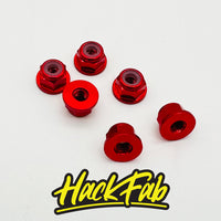 HackFab 3mm (M3) Flanged Aluminum Nylock Lock Nuts (6) (Red)