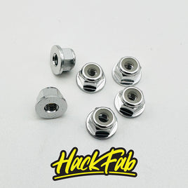 HackFab 3mm (M3) Flanged Aluminum Nylock Lock Nuts (6) (Silver)