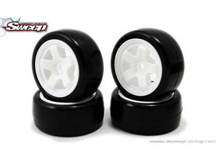 Sweep Mini 32deg D-SPEC Rubber Tire (4) set on White pre-glued Wheels