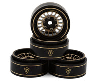 Treal Hobby Type D 1.0" Brass Beadlock Crawler Wheels (Black/Gold) (40g ea) (4)