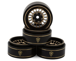 Treal Hobby Type D 1.0" Brass Beadlock Crawler Wheels (Black/Gold) (40g ea) (4)