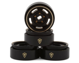 Treal Hobby 0.7" 5-Slot Brass Micro Rock Crawler Beadlock Wheels (Black/Gold) (4) (14g ea)