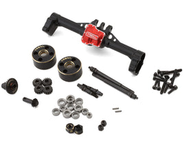 Treal Hobby Aluminum Complete Rear Portal Axle for Traxxas TRX-4M w/Brass Covers (Black)